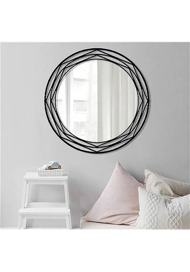 Favdecor Modern Metal Dekoratif Duvar Aynası Siyah