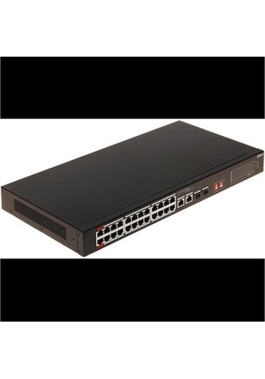 Dahua S3226-24et-240, 24 Port, Megabit, 24 Port Poe, 240w, +2 Port Gigabit Combo Sfp, Longe Range 250mt., Yönetilemez, Rack Mount Switch