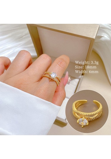 Geometrik Elmas Taşlı Yuvarlak İnci Yüzük No.122 Çok Renkli