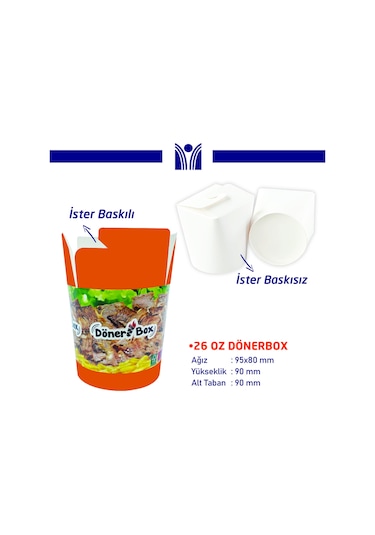 26 Oz Döner Box 1 Koli 500 Adet