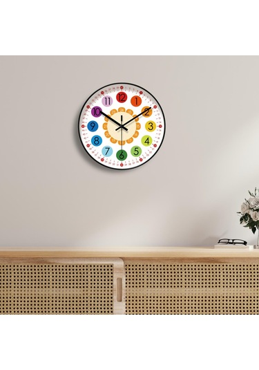 Homyl Çocuklar Duvar Saati Zamanı Söyleyen Öğretim Benzersiz ÇOk Renkli