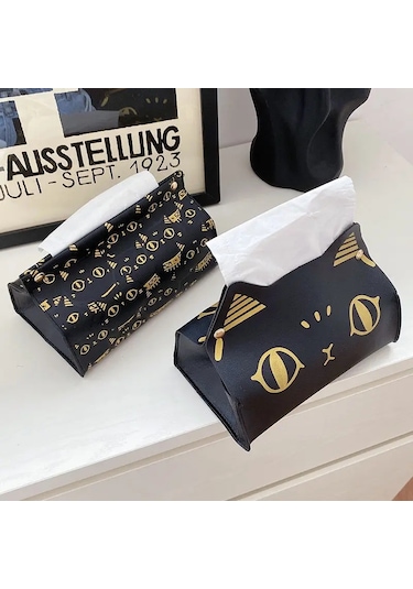 A-kağıt Havlu Kutusu Karikatür Kedi Tasarım Sevimli Karikatür Desen Ev Ofis Tuvalet Araba Masaüstü Çekmece Tuvalet Kağıdı Çekmecesi