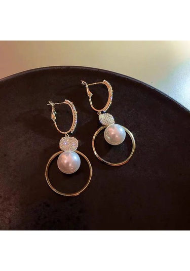 Moveevo Zircon Taşlı İmitasyon İnci Askılı Metal Geometrik Küpe, Gündüz Ve Akşam Stillerine Uygun, Zeki Ve Kadınca Görünüm Sağlar Gold Moveevo Zircon Taşlı İmitasyon İnci Askılı Metal Geometrik Küpe, Gündüz Ve Akşam Stillerine Uygun, Zeki Ve Kadınca Görünüm Sağlar Gold