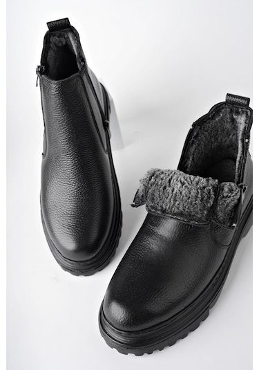 Muggo İcardi Garantili Hakiki Deri Fermuarlı İçi Kürklü Eva Taban Erkek Kışlık Chelsea Bot Siyah Muggo İcardi Garantili Hakiki Deri Fermuarlı İçi Kürklü Eva Taban Erkek Kışlık Chelsea Bot Siyah