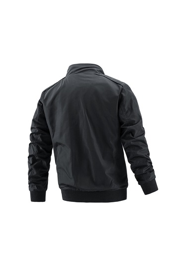 Moda Düz Renk Dik Yaka Günlük Erkek İnce Ceket Siyah