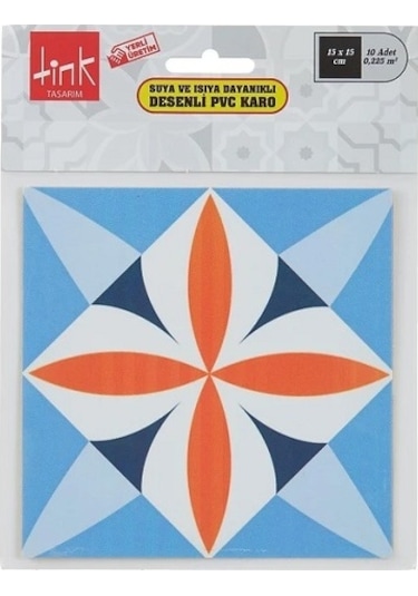 Tink 3 Metraj Meksika Desenli Pvc Karo 15x15 Cm 10'lu Paket Çok Renkli