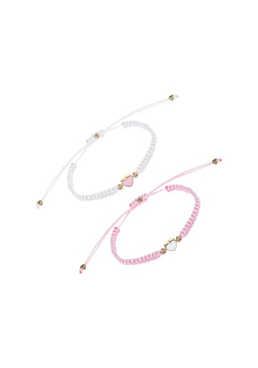 Geeroyoo İki Adet Aşk Kalbi Örgülü Bilezikler - Ayarlanabilir Boyut, Sevgili Arkadaş Hediyesi, Zarf Seçeneği Diğer