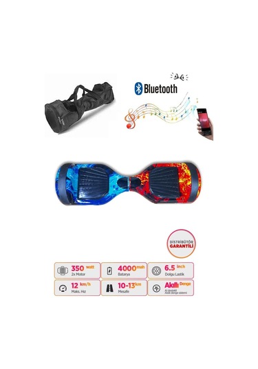Elektrikli Kaykay Scooter Akıllı Denge Hoverboard + Hoverkart + Çanta Full Ledli Extrem Paket D10