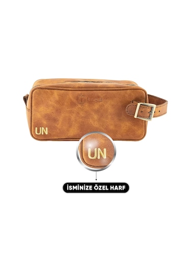 Twingold İsme Özel Dopp Kit Kişisel Bakım Ve Seyahat Çantası - %100 Rainbow Deri - Ac14004 - Camel Camel