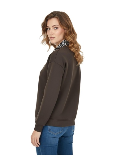 Baglan Kadın Spor Sıfıryaka Sweatshirt Fular Lı Bgl-st05062 Kahverengi