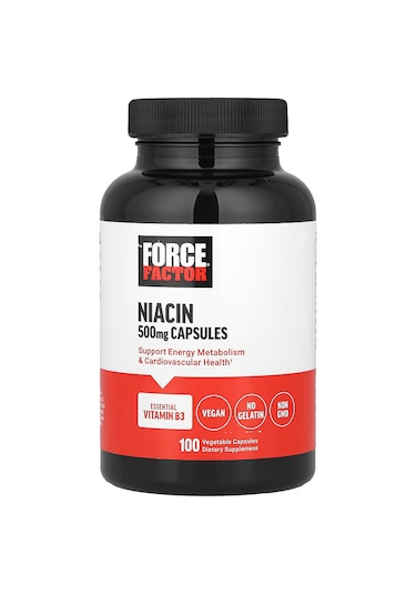 Force Factor Niacin Vitamin B3 Cellular Energy And Cardiovascular Heart-health 100 Vegetable Capsules