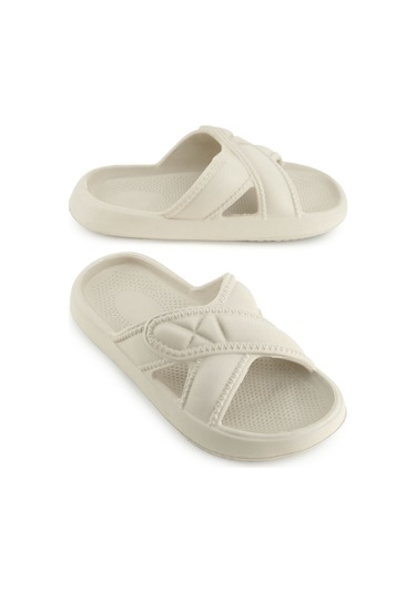 Gezer Kadın Yazlık Eva Islak Zemine Uygun Ev Bahçe Banyo Terlik Bej