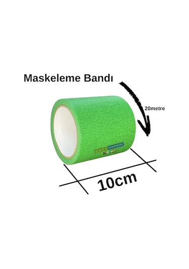 Maskeleme Kağıt Bant Geniş Taban Bandı 100mmx20mt Yeşil