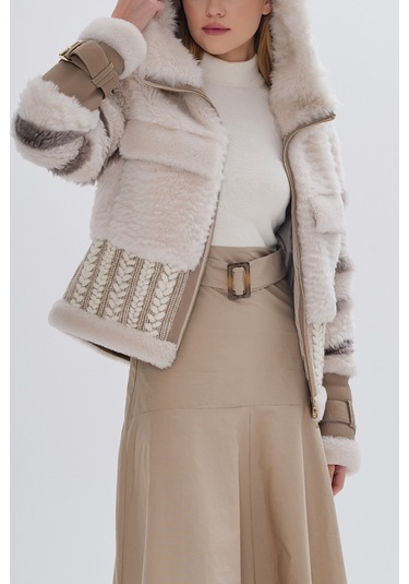 Valmenti Kadın Kürk Bej Mont 616 6602 Bn Kurk Sk24/25 Bej Bej