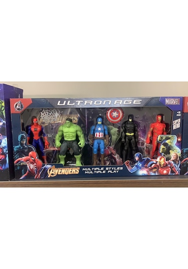 Örümcek Adam Batman Hulk Ironman Kaptan Amerika Oyuncak 5 Li Set
