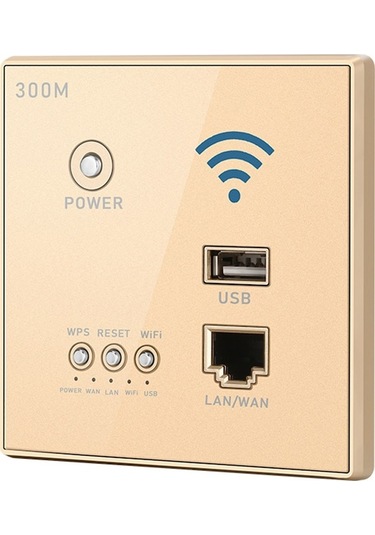 300mbps Hızlı Duvara Monte Kablosuz Router, Wps Şifreleme, Akıllı Ev Ve Otel Kullanımı, Altın Renk Seçeneği