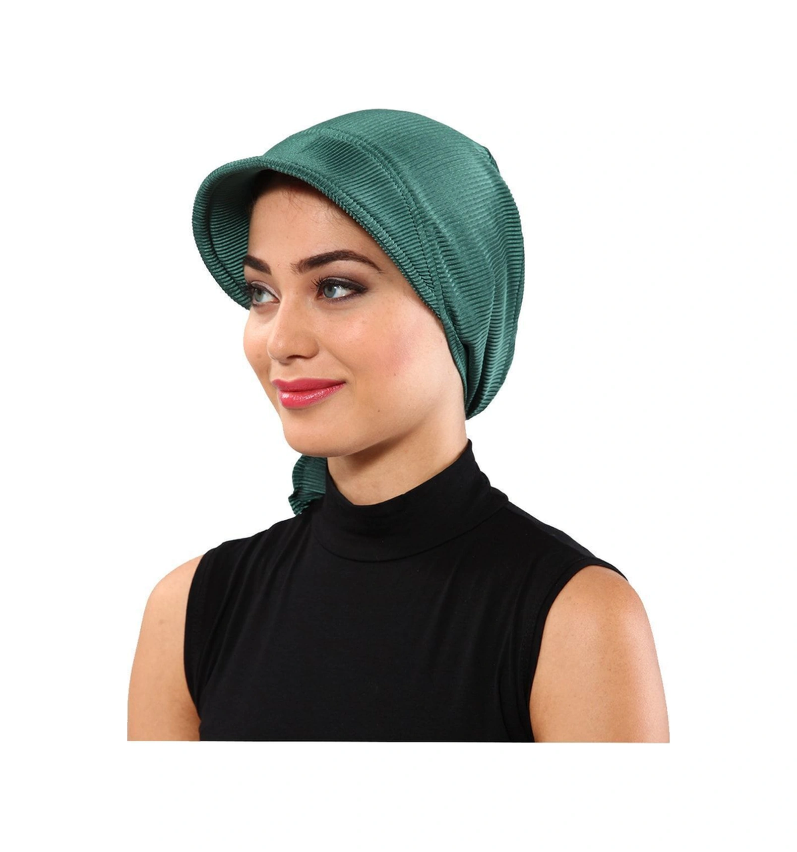 Plise Şapka Hürrem Rengi Hazır Türban Tesettür Havuz Bonesi Hürrem