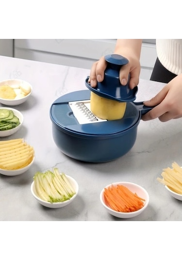 Trendooze Gaojunshop01 Mavi 11 İ 1 Ağır Hizmet Mutfak Robotu Dilimleyici Doğrayıcı Rende Mavi Ev Yemeği Hazırlama Aracı mavi