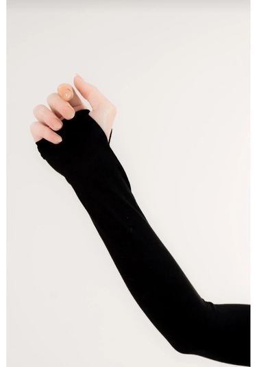 Pratik Tesettür Kolluk Penye Namaz Kolluğu Düz Siyah