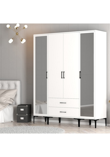 Variant Kumsal 4 Kapılı Rtr Gardrop - Beyaz / Beyaz