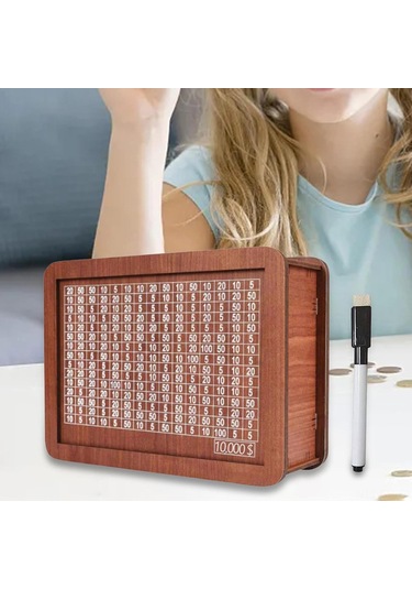 Ahşap Para Kutusu, Para Hedefi Ve Sayılar İle Sayıcı, Taşınabilir Depolama Kutusu, Yetişkinler Ve Çocuklar İçin Para Tasarruf Kutusu, 10000 Dolar