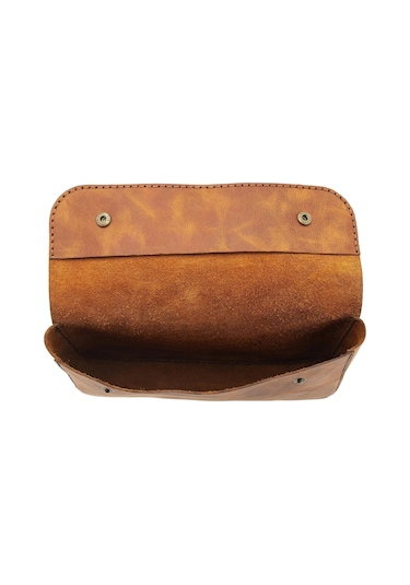 Twingold İsme Özel Çıtçıtlı Küçük El Çantası - %100 Rainbow Deri - Ac14001 - Camel Camel