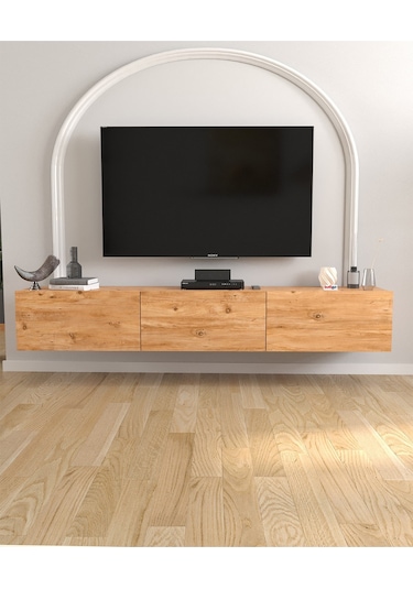 Tv Ünitesi Tv Sehpası Düşer Kapaklı Tv Ünitesi Televizyon Sehpası 180 Cm Marvel Çam Çam