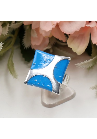 Firuze Taşlı Kare Set Rose Gold - Gümüş