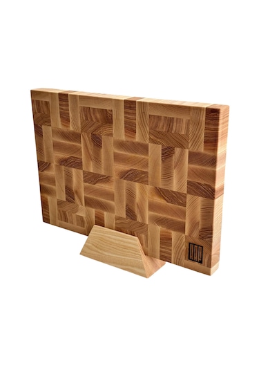 Kaf Ahşap Dişbudak Kesme Tahtası Standı End Grain