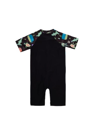 Uv Korumalı Kısa Kollu Tulum Bebek Çocuk Yüzücü Mayo 1910 Siyah Siyah