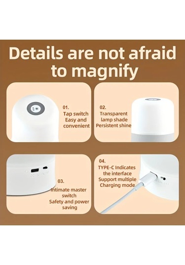 Boatshop1 Modern Dokunmatik Kontrollu 16 Renk Led Komodin Lambasi Uzaktan Kumandali 3 Mod Usb Sarj Edilebilir Pil Yatak Oturma Odasi Ve Kamp Icin Ahşap