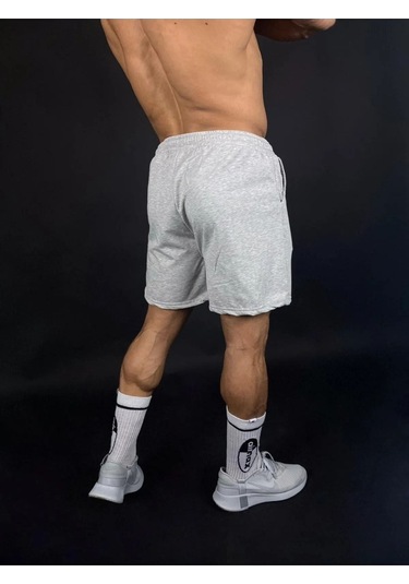 Gri Kısa Şort - Penye Kordonlu Fit Cepli GRİ