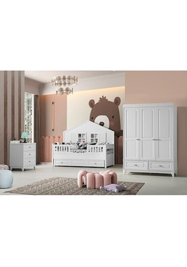 Boss 3 Kapılı Dolap, Bebek Ve Genç Odası Dolap Beyaz