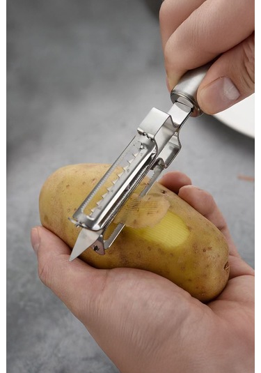 Paslanmaz Çelik 2 Bıçaklı Pratik Meyve Sebze Soyucu Çelik