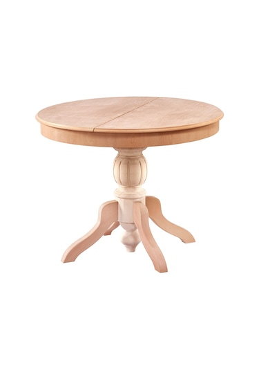Evimeaksesuar 90 Cm Baba Ayaklı Yuvarlak Açılır Masa Ahşap Ham&Cilasız
