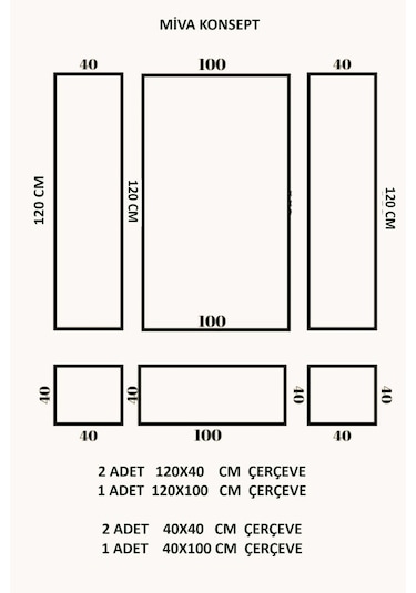 Dekoratif Boyanabilir Poliüretan Duvar Çıtası- 6 Lı Hazır Çerçeve Seti Set 390