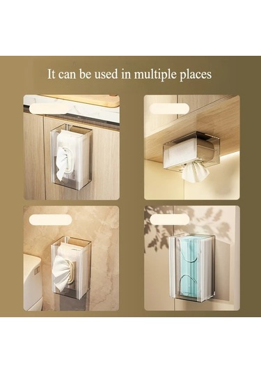 Tongdashop Modern Doku Kutusu Transparan Renk 1 Adet Duvar Tipi Çok Amaçlı Banyo Depolama Kutusu Şeffaf Renk