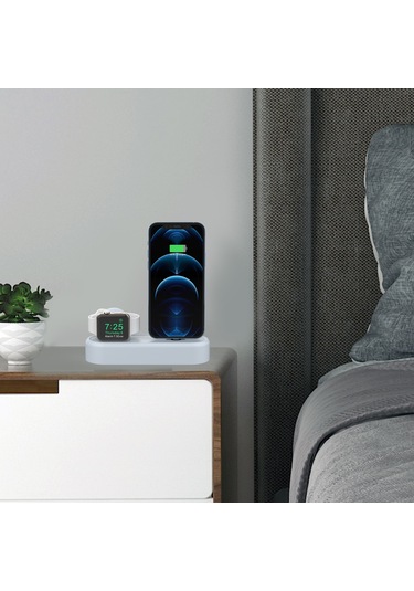 Cbtx Pt56-s İphone 12/13/14/ iOS Uyumlu Watch Stand Tutacağı 2'si 1 Arada Şarj Ünitesi ve Kablo Adaptörü Bebek Mavisi