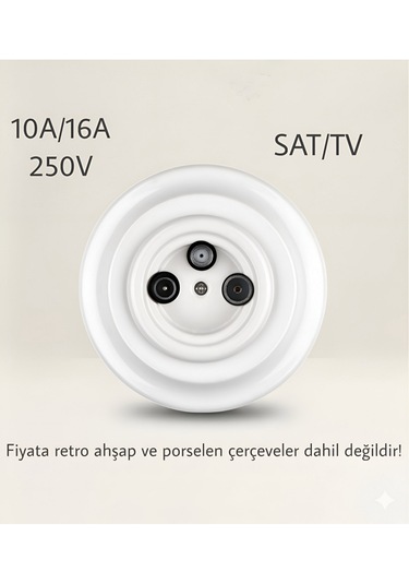 Porselen Priz Sat/tv Beyaz Tek Priz