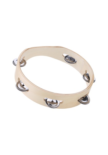 Vkemall Çocuklar İçin 8" El Tipi Ahşap Başsız Tef Zili Metal Tek Sıralı Jingle-çok Renkli