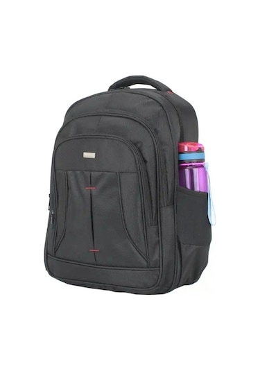 Büyük Boy 17 İnç Laptop Bölmeli Sırt Çantası Darbe Emici Koruma Su Geçirmez Kumaş Siyah