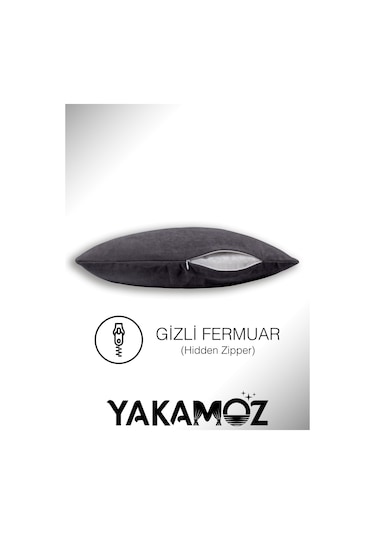 Br Yakamoz Gümüş Grisi Kırlent , Yastık Kılıfı Kadife Görünümlü Velvet Touch Serisi Gümüş Grisi