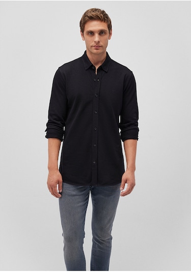 Mavi - Siyah Örme Gömlek 0211092-900 Siyah