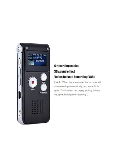 Samdoo Sk-012 8gb Metal Ses Kaydedici: Ses Kontrollü, Telefon Konuşması Kaydı, 576 Saat Kayıt Süresi, Mp3 Çalar, Kolay Kullanım