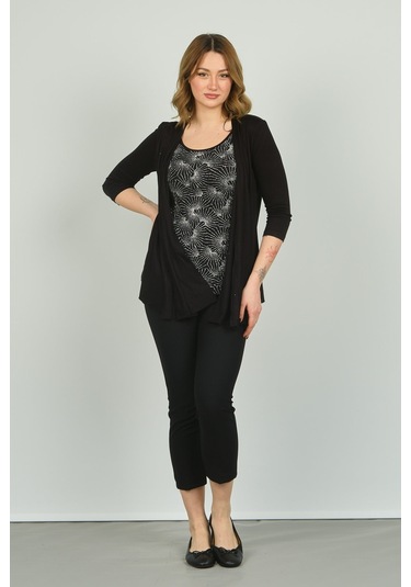Ella Camelia Kadın Yarım Kol Tek Parça Bluz 21e010 Siyah