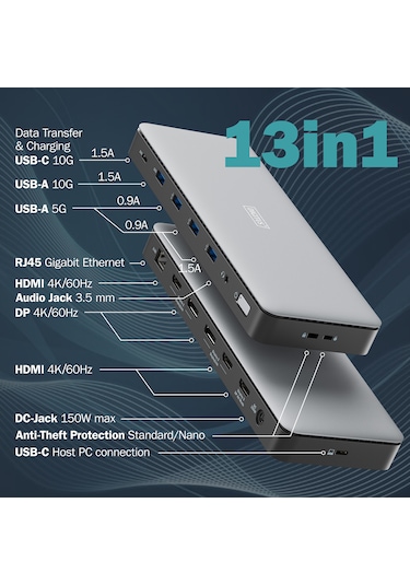Dıgıtus Usb-c Docking Statio 3.2 Gen 2 13 Port