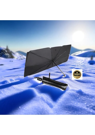 Universal Araç İçi Ön Cam Katlanabilir Şemsiye Güneşlik Siyah