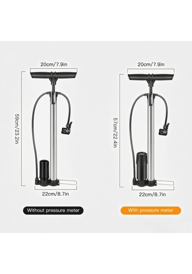 Vkemall Bisiklet Fişeli Dikey Hava Pompa 160 Psı, Basınç Göstergeli, Schrader-presta Uyumlu, Hızlı Güvenli Enflasyon