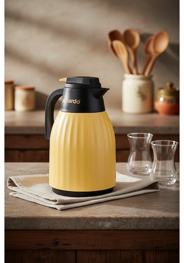 Bernardo Elantra Cam Termos 1 Litre Hardal Sarı