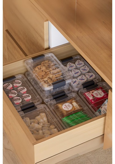 6 Lı Şeffaf Saklama Kutusu & Düzenleme Kutusu 1 Lt Şeffaf